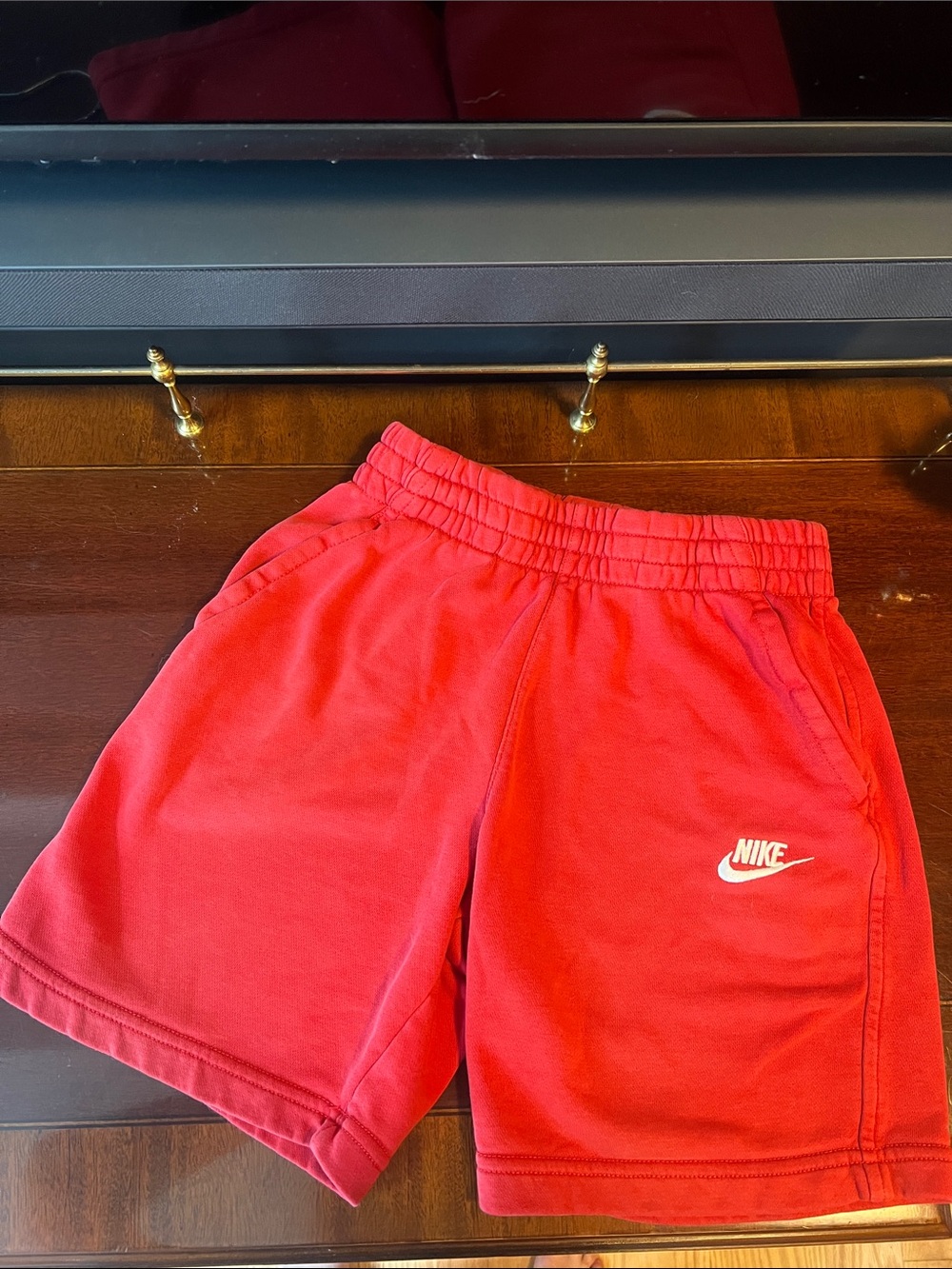 Kids large Nike Red sweatpants Shorts with White Logo